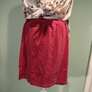 LLBean women’s pink/distressed red cotton elastic waist casual skirt s/m NWT